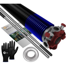 Garage Door Torsion Spring 262x2x38 Replacement for Left Side of Garage Door - 1" Steel Bearing, Winding Bars, and Gloves Precision E-Coating 5-Year Warranty Min. 30,000 Cycles (Red Cone)