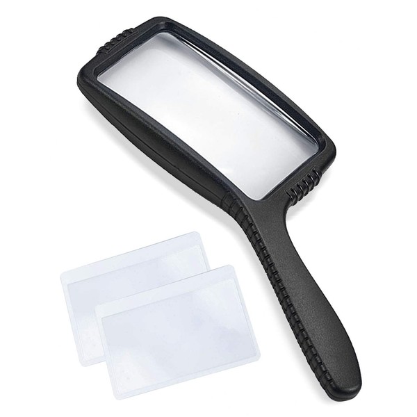 MAGDEPO 3X Rectangle Handheld Magnifying Glass Magnifying Glass Scratch and
