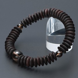 Butsudanya Takita Shoten Special Bracelet Prayer Beads, Striped Ebony (Gloss), Flat Ball, Brown Crystal, 54 Balls, Bracelet Bracelet, Bracelet Beads, Power Stone, Amulet (Certificate issued by Takita
