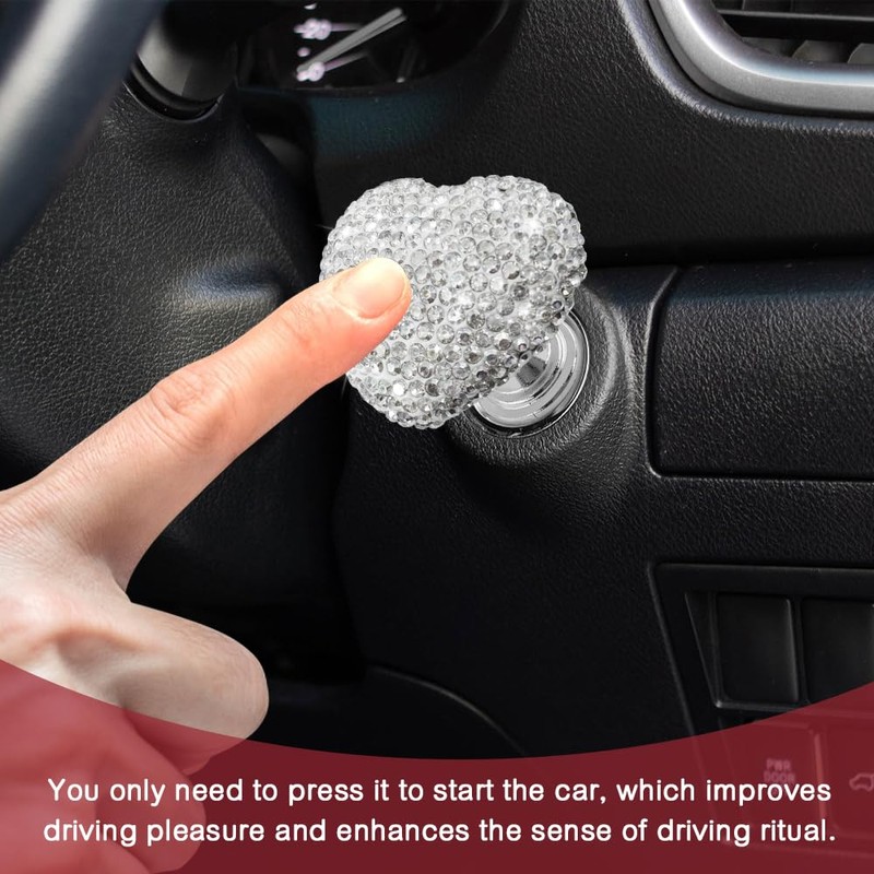 Rebvugr Bling Car One-Touch Start Button, Push Start Button Cover,