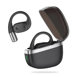 zihnic - Auriculares inalámbricos Bluetooth de oído abierto con micrófono, auriculares con ganchos para los oídos, batería de 28 horas, compatible con cualquier teléfono, negro, ZN-S06