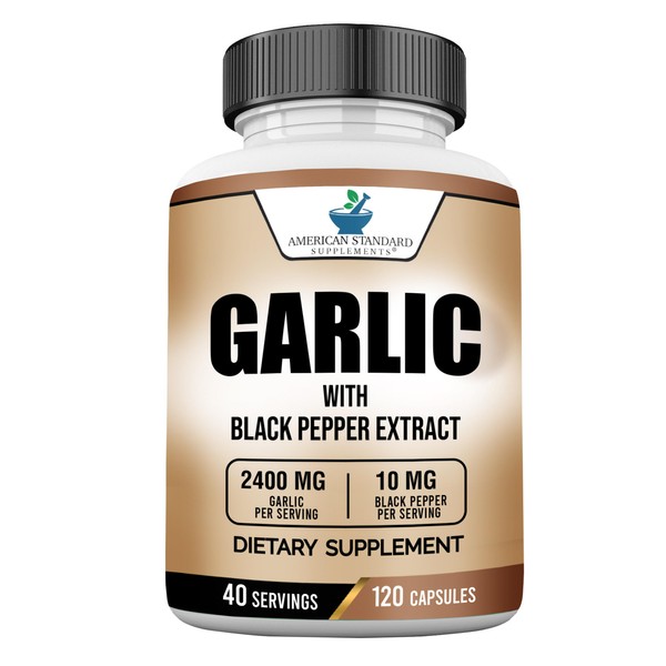 American Standard Supplements Garlic 2400mg Per Serving with Black Pepper