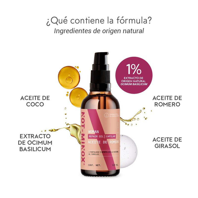 NOT-MINOX ACEITE DE ROMERO | Fortalece y aporta brillo al