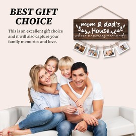 FUQWZ Mom & Dad's House Picture Frame - 'Where Memories Are Made' - Rustic Wooden Photo Display - Heartwarming Gift for Parents Anniversary, Christmas & Mother's Day. (011)