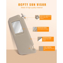 OCPTY Right Passenger Side Beige Sun Visor with Sunroof Fit for 2009 2010 2011 2012 2013 2014 2015 2016 for Toyota for venza (74310-0T022-A1)