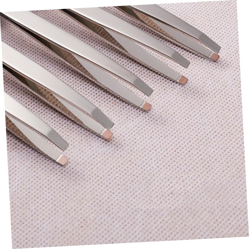 Baluue 3sets Stainless Steel Eyebrow Tweezers Clamps Flat Oblique Mouth