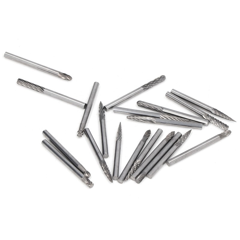 20Pcs Tungsten Carbide Burr Set Cutter Bit Cone End Mill