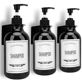 Gugxiom 3PCS 500ml dispensador de Shampoo para regadera, No Drill dispensador de Shampoo y acondicionador, detergente liquido con Etiquetas Impermeabl