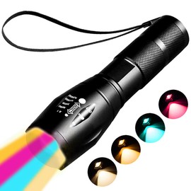 Rechargeable Amber Flashlight - 4 in 1 Sunset Lamp with Warm 1800K Light for Eye Care & Photography Fill Light - Zoom 4 Modes