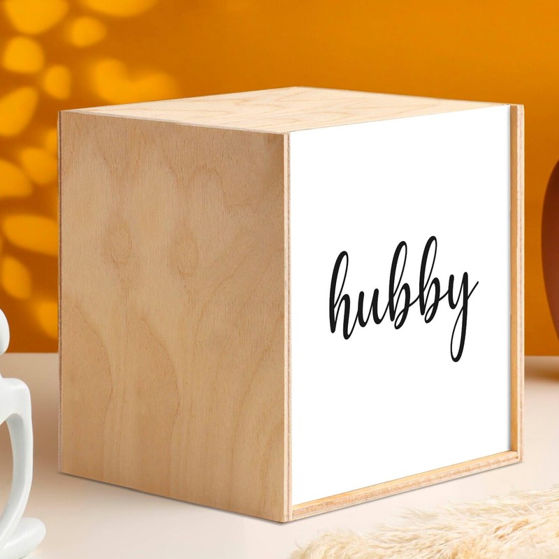 Fabulous Holzkiste – Hubby Kalligraphie der Bräutigam (10 x 10