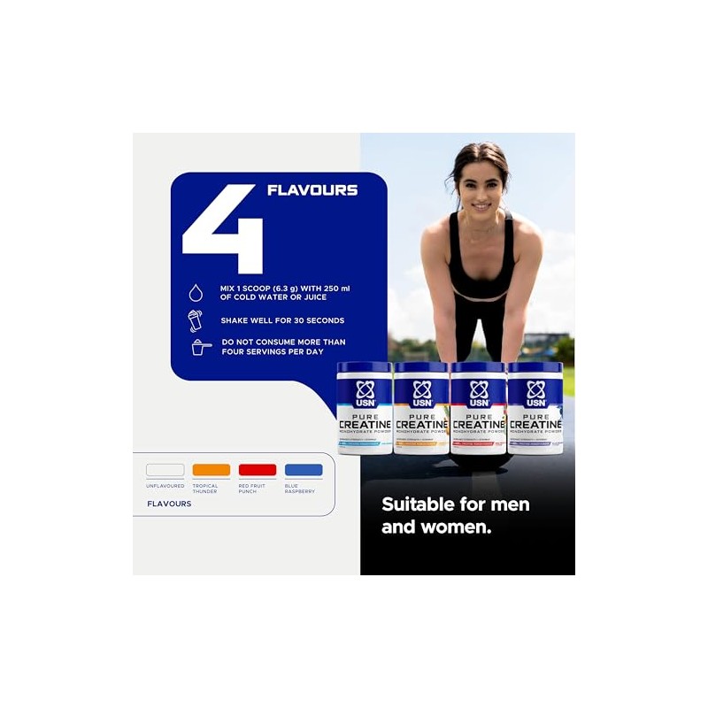 USN Pure Creatine Monohydrate Powder 300g - Unflavoured I 60