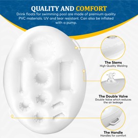 NAYUNA Floating Food & Drinks Holder for Pool and Hot Tub - Premium White Floating Bar, Pool Drink Floats, and Phone Slot - Versatile Floating Tray for Pool Parties, Beach, and Hot Tub