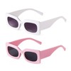 JUDOO Retro Rectangle Sunglasses for Women Fashion Oval Lenses Pink