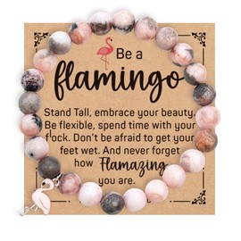 Flamingo Gifts Be A Flamingo Bracelet Gifts for Women Teen Girls Appreciation Graduation Birthday Gifts for Woman Niece Natural Stone Beaded Stretch Bracelets for Women