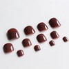 Solid Color Brown Press on Toenails for Women, 24Pcs Glossy
