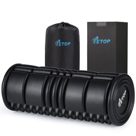 TETOP Foam Roller, Myofascial Release Roller, Stretch Roller, Unbreakable, Solid, Thinner, Lightweight, Yoga Pole, Exercise, Training, 16.6 x 4.9 inches (32 x 12.5 cm), Load Capacity 1600.2 lbs (500 kg), Japanese Instruction Manual Included, Black