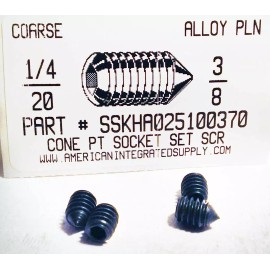 AMERICANINTEGRATEDSUPPLY.COM 1/4-20x3/8 Hex Socket Set Screws Cone Point Alloy Steel (10)