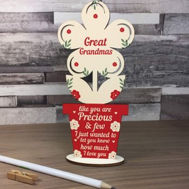 RED OCEAN Wooden Flower Great Grandma Birthday Gifts From Grandchildren Thank You Gift Keepsake