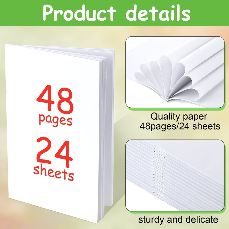 Geyee White Blank Books to Write Stories Unlined Sketch Paper