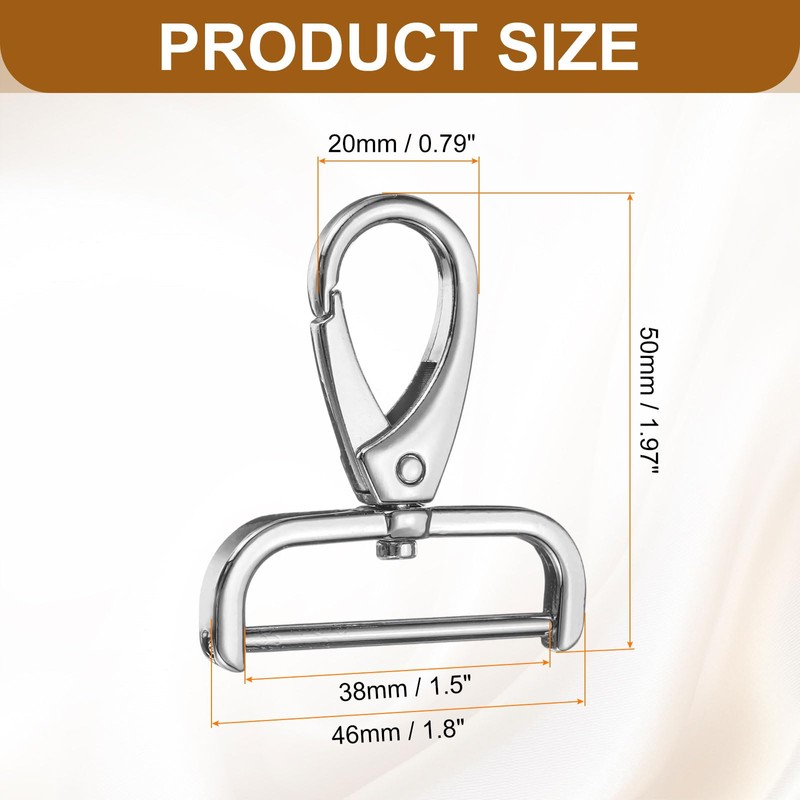 sourcing map 2Pcs Detachable Snap Hook Swivel Clasp 1 1/2"