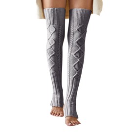 Leoparts Women's Extra Long Stirrup Leg Warmers Winter Knitted Over Knee Thigh High Footless Socks