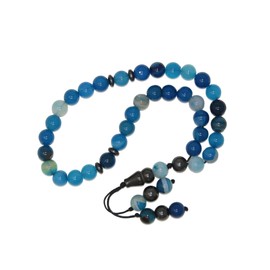 N12 BA - 33 Bead Stress Relief Fidget Worry Prayer Beads Tasbih Beads 8mm Blue Agate Gemstone Beads Handmade by Jeannieparnell