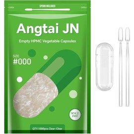 Angtai JN ANGTAI JN Empty Capsules Size 000, 1000 Count DIY Clear Vegetarian and Vegan Pill Empty Capsules,with Capsules Filling Kit,Kosher,ISO9001,Gluten Free, Halal Certified,Non-GMO Certified