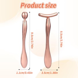 2 Pcs Metal Eye Cream Applicator Wand Stick, Massager Skin Care Tools, Face Roller Facial Massager Tool for Reducing Puffiness and Wrinkles, Rose Gold