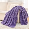 Deamsure Throw Blanket for Couch Lavender 3D Bubble Fleece Soft
