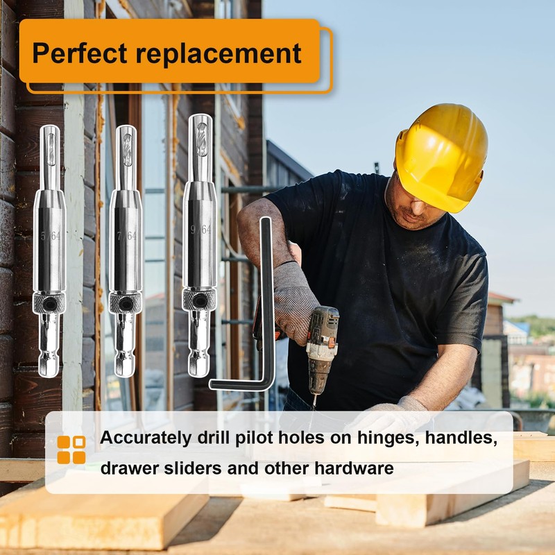 Upgraded VIX Bit Self Centering Hinge Drill Bit Set 5/64",