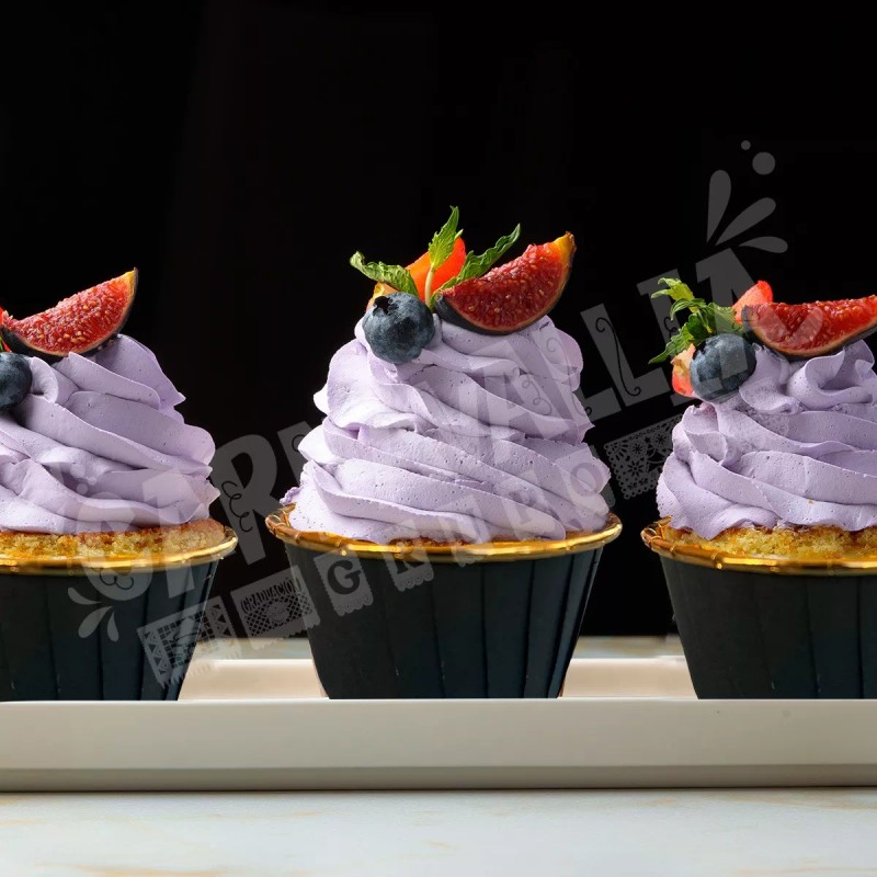 Grupo Carnavallia Capacillo Estándar Cupcake Negro Dorado Metálico 50 Pz