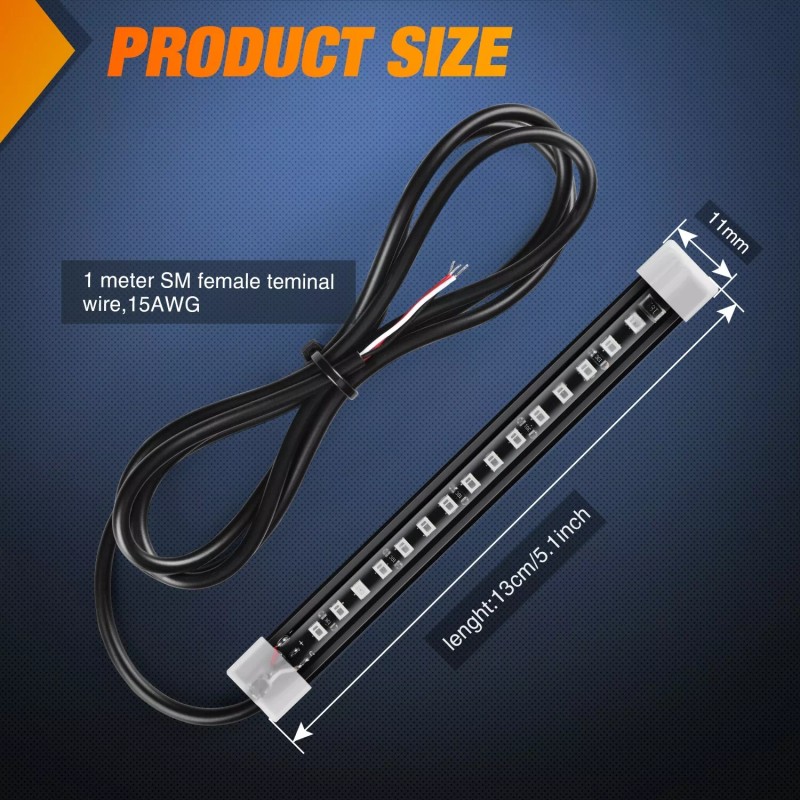Nilight 2PCS 5Inch LED Motorcycle Turn Signal Tail Light Strips