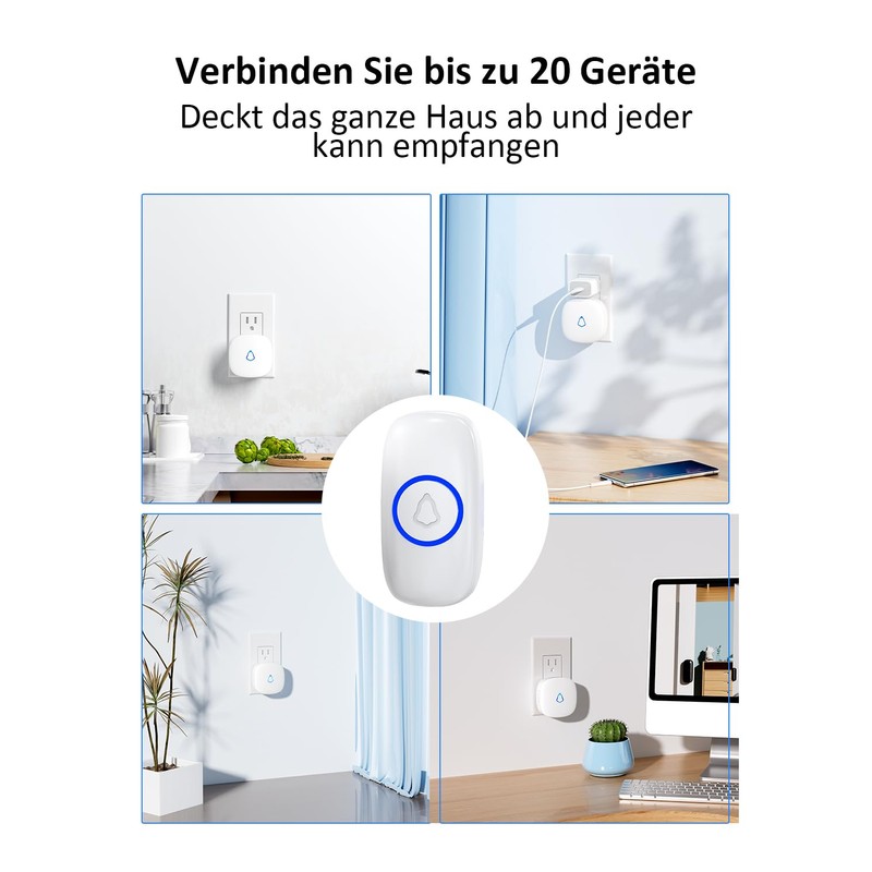 SECRUI Wireless Doorbell, Easy Installation, Waterproof, Adjustable Volume, 58 Chimes,