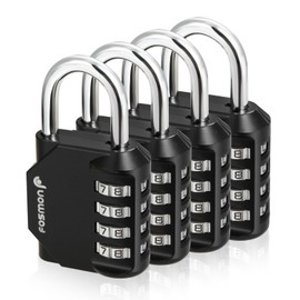 Fosmon Combination Lock, (4 Pack) 4 Digit Multi-Purpose Combination Padlock, Durable (Alloy Body) for Gym, School, Work Locker, Storage Units, Fence, and More