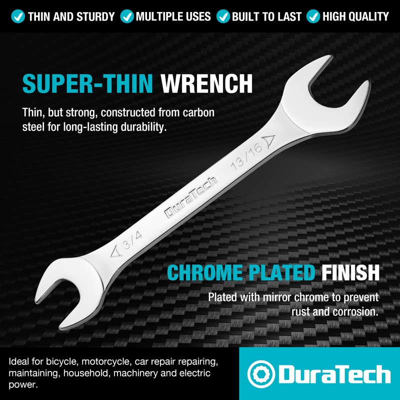 DURATECH 3/4 Inch x 13/16 Inch Super-Thin Open End Wrench,