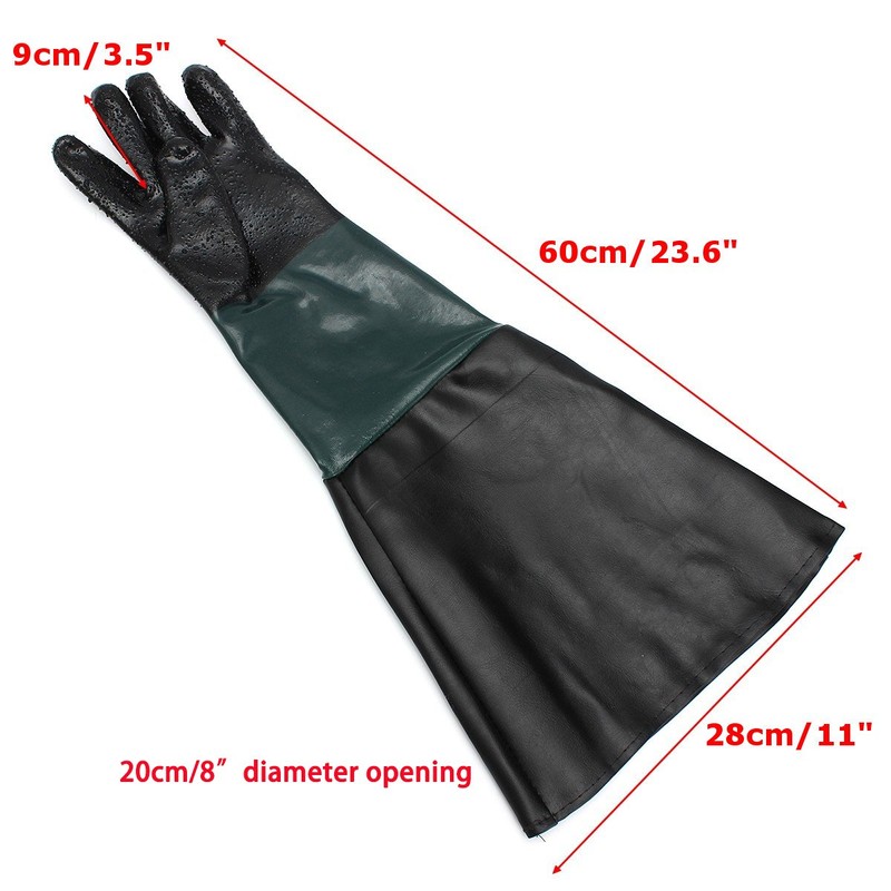 Jewboer 23.6" Rubber Sandblast Cabinet Gloves,Sandblasting Sand Blaster Gloves for
