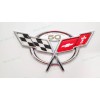 AUTO 2PC Chrome Front Rear 50Th Anniversary Cross Flags Emblems