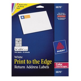 Avery Address Labels with Sure Feed, Print-to-The-Edge, 3/4" x 2-1/4", 750 White Labels (6870)