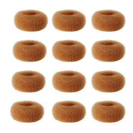 SQULIGT 12 Pcs Small Hair Bun Maker, Small Hair Donut Set for Kids Girls Women, Hair Donut Bun Maker Tool for Short and Thin Hair Crown Shapers Accessories (Size S/ 2.3 Inch, Light Brown)