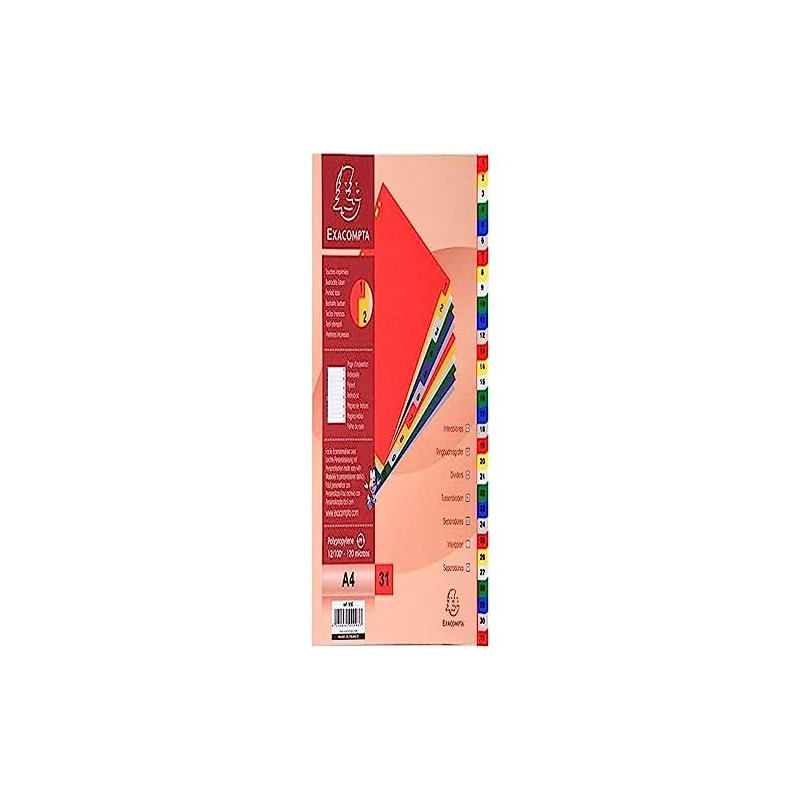 Exacompta - Ref 93E - PP Printed Indices - For