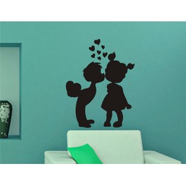 Kissing Child Love Black Wall Sticker and Wallpaper Size(59 65) cm