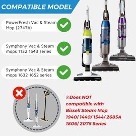 Flammi Steam Mop Pads for Bissell PowerFresh Vac & Steam Series - 6 Pack, Compatible with 2747A, 1132, 1543, 1632, 1652 Models, Hard Floor Mop