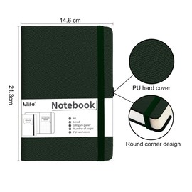 Mlife A5 Thickened Journal Notebook-Lined Notepad with 360 Pages and 100g/M² Inkproof Paper,Notebooks ith Folding Pocket,Elastic Banded for Office School Supplies Diary&Writing(Green)