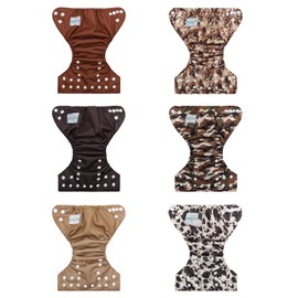 babygoal Newborn Cloth Diapers Pack of 13 for 5-12lbs Preemie Girl, Cloth Diaper Covers 6 Pack with 6pcs Inserts and Wet Bag, Reusable Washable & Waterproof, 6SFN56-SMB-B