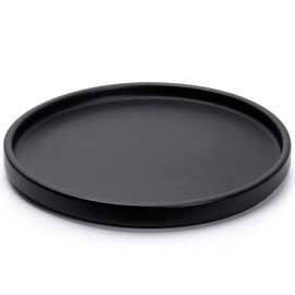 D'vine Dev Modern Round 10 Inch Ceramic Plant Pot Saucer, Planter Pot Drainage Tray for Indoor Plants, Matte Black, 97-T-B-4