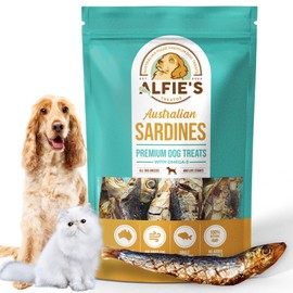 ALFIE'S TREATOS Sardines for Dogs & Cats (2.65 oz), Air-Dried Dog Treats, Omega-3 Food Topper & Training, Single Ingredient, Australian Wild-Caught, Freeze-Dried Alternative