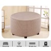 VIENLOVE Round Ottoman Slipcover Polyester Blend Footstool Protector Covers Stretch