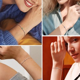 PROSILVER Bracelets For Women Braclet 925 Sterling Silver April Birthstone Jewelry Heart Chain Bracelet