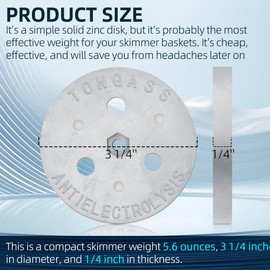 TonGass Zinc Anode Weight Anti-Electrolysis Sacrificial Anode, Galvanic Anodes for Passive Cathodic Protection Bolts Inside or Outside Skimmer Baskets Salt System Swimming Pool Must-Have