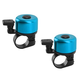 2 Pack Cute Mini Bike Bells - Crisp, Loud Cycling Rings for Adults and Kids, Fit Handlebars of Road Bikes, Mountain Bikes & Scooters (Blue)